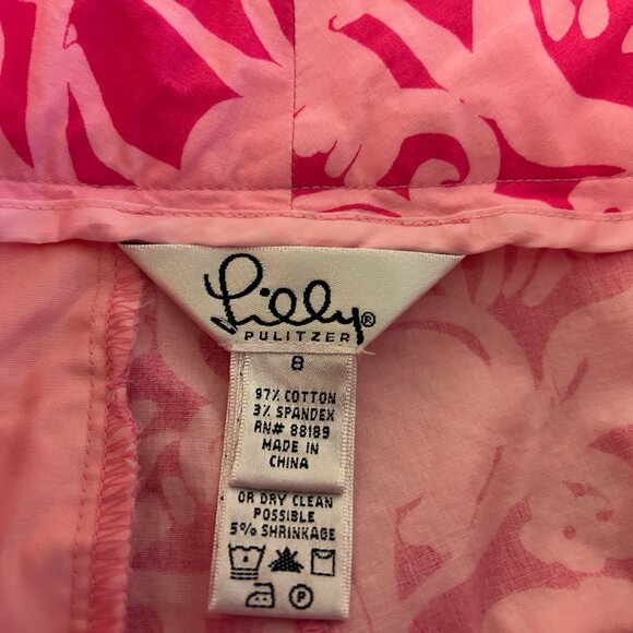 Vintage LILLY PULITZER Sz 8 Pink "7C's" Pattern Cropped Pants White Label - Picture 7 of 8